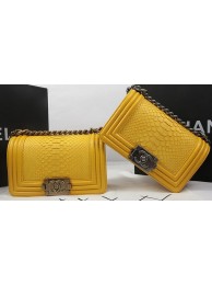 Fake Boy Chanel mini Flap Bag Original Python Leather A67085 Yelllow HY12677lF58