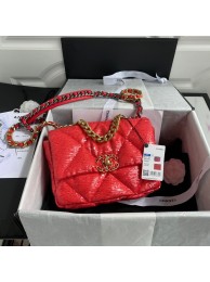 Fake Chanel 19 Flap Bag Original Beads Leather AS1160 Red HY20774Lh27