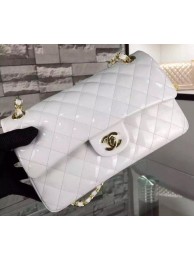 Fake Chanel 2.55 Series Double Flap Bag White Original Patent Leather CF7024 Gold HY23942qZ31