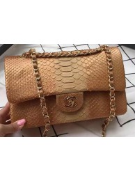 Fake Chanel 2.55 Series Flap Bags Apricot Original Python Leather A1112SA Gold HY3552lF58