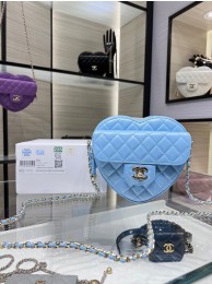 Fake Chanel 2022S Love Heart Original Lambskin Crossbody Chain Bag AS3191Y Blue HY7878xR88