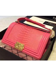 Fake Chanel Boy Flap Shoulder Bag Rosy Python Leather A66095 Gold HY6264Hj78