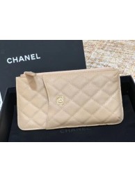 Fake Chanel Calfskin Leather Card packet & Gold-Tone Metal A81598 beige HY7419eZ32