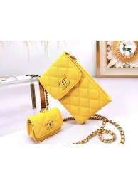 Fake chanel card holder with chain & Gold-Tone Metal AP2033 yellow HY25840kw88