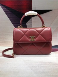 Fake Chanel CC original lambskin top handle flap bag A92236 red&Gold-Tone Metal HY25304eZ32
