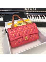 Fake CHANEL Classic Handbag Lambskin Gold-Tone & Ruthenium-Finish Metal A01112 rose HY22169GR32