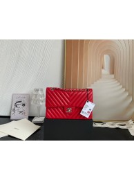 Fake Chanel classic handbag Lambskin & silver Metal V01112 red HY17742Qv16