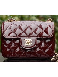 Fake Chanel Classic MINI Flap Bag Royal Patent Leather A1115 Gold HY9974eZ32