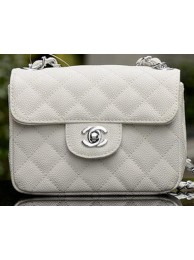 Fake Chanel Classic MINI Flap Bag White Cannage Pattern A1115 Silver HY14023bz90