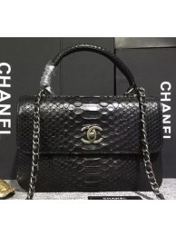 Fake Chanel Classic Top Flap Bag Original Snake Leather A90095 Black HY5142xE84