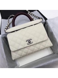Fake Chanel Classic Top Handle Bag White Cannage Pattern A92290 Red HY20365kw88