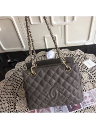 Fake Chanel Coco Cocoon Leather Bag A18004 Grey HY14019Sq37