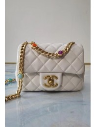 Fake Chanel flap bag Lambskin Resin & Gold-Tone Metal AS2379 white HY23040ny77