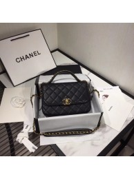 Fake Chanel flap bag leather & Gold Metal AS0970 black HY15620kw88