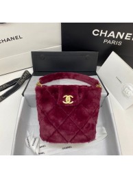 Fake Chanel flap bag Shearling Lambskin & Gold-Tone Metal AS2241 Burgundy HY3142Qv16
