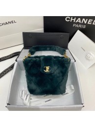 Fake Chanel flap bag Shearling Lambskin & Gold-Tone Metal AS2241 green HY7889yQ90