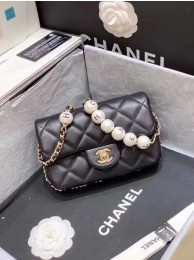 Fake Chanel flap Imitation Pearls bag AS1436 black HY10442Qv16