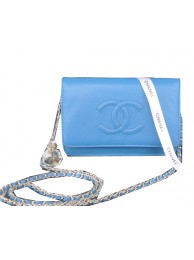 Fake Chanel Flap Shoulder Bag Blue Calfskin Leather CHA33817 Silver HY8548bz90
