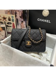 Fake Chanel Flap Shoulder Bag Grained Calfskin AS3002 black HY15178xR88