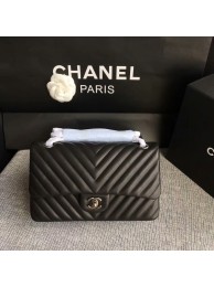 Fake Chanel Flap Shoulder Bags Black Original Sheepskin CF1112 Silver HY25960ny77