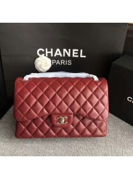Fake Chanel Flap Shoulder Bags Dark Red Original Lambskin Leather CF1113 Silver HY6539Lh27