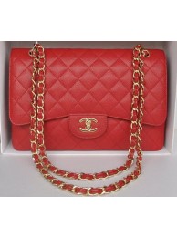 Fake Chanel Jumbo Double Flaps Bag Red Cannage Pattern A36097 Gold HY22475Iw51