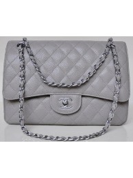 Fake Chanel Jumbo Quilted Classic Flap Bag Grey Cannage Patterns A58600 Silver HY4439Hj78