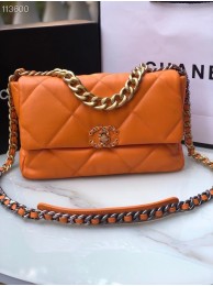 Fake CHANEL Lambskin 19 Flap Bag AS1161 orange HY12314GR32