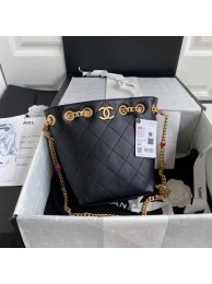 Fake Chanel Lambskin bucket bag AS2381 black HY10644Hj78