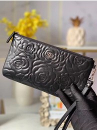 Fake Chanel Lambskin Clutch Bag & silver-Tone Metal A009 black HY5885ny77