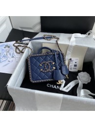 Fake Chanel Lambskin Crystal Calfskin & Gold-Tone Metal Cosmetic Bag 8817 dark blue HY16457xE84