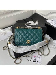 Fake CHANEL Lambskin Flap Shoulder Bag AP2289 green HY12951EQ38