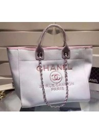 Fake Chanel Large Canvas Tote Shopping Bag A5002 Light Pink HY26830tu77