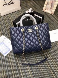 Fake Chanel large shopping bag Aged Calfskin & Gold-Tone Metal A57974 blue HY21756pE71