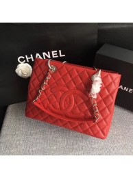 Fake Chanel LE Boy Grand Shopping Tote Bag GST Red Cannage Pattern A50995 Silver HY2339Sq37