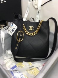 Fake Chanel leather Shoulder Bag AS2844 black HY25726EQ38