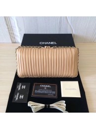 Fake Chanel Minaudiere Metallic Lambskin & Ruthenium-Finish Metal 78991 apricot HY17787lF58