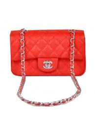 Fake Chanel mini Classic Flap Bag Red Cannage Pattern 1117 Silver HY24471RY48