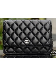 Fake Chanel mini Flap Bag Black Sheepskin Leather A33814 Silver HY20260tu77