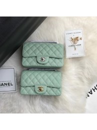 Fake Chanel mini flap bag Grained Calfskin A1116 light green HY12595tu77