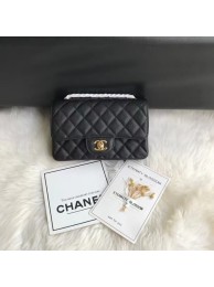 Fake Chanel mini flap bag Grained Calfskin &GOLD-Tone Metal A1116 black HY17308bz90