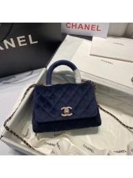Fake Chanel mini flap bag with top handle AS2215 Royal Blue HY19886EQ38