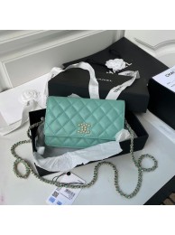 Fake CHANEL mini wallet on chain AP2136 green HY21215ny77