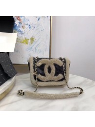 Fake Chanel Origianl Leather Shoulder Wool Bag CC87527 Black HY22281RY48