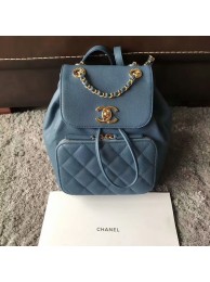 Fake Chanel Original Calfskin Leather Backpack CHA2589 Blue HY23212qZ31