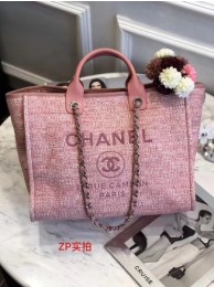 Fake Chanel Original Canvas Leather Tote Shopping Bag 92298 Pink HY15740ny77