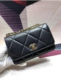 Fake Chanel Original Leather Shoulder Bag Black A80982 Gold HY17368xR88
