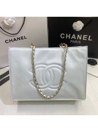 Fake Chanel Original Leather Tote Shopping Bag AS1943 White HY18674Hj78