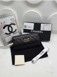 Fake Chanel Original Sheepskin Leather Bi-Fold Wallet A32255 Black HY6967xE84