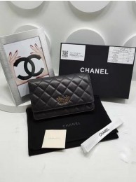 Fake Chanel Original Sheepskin Leather Bi-Fold Wallet A32257 Black HY23650kw88
